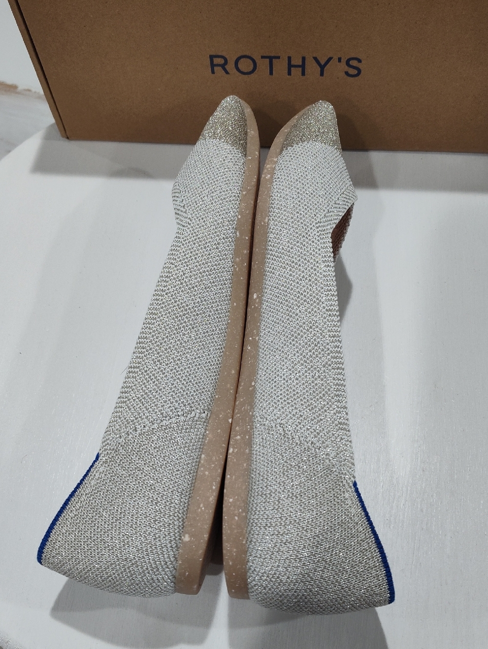 Rothy's The Point Diamond Metallic Flats In Size 9 New In Box - Picture 5 of 12
